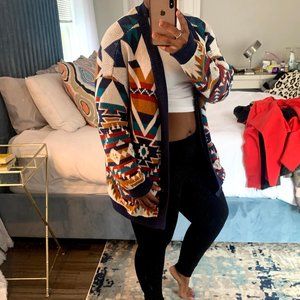 Earth Tones, Tribal Print Loose Cardigan